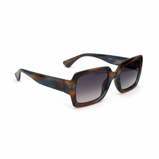 Blue and Brown Rectangular Framed Sunglasses