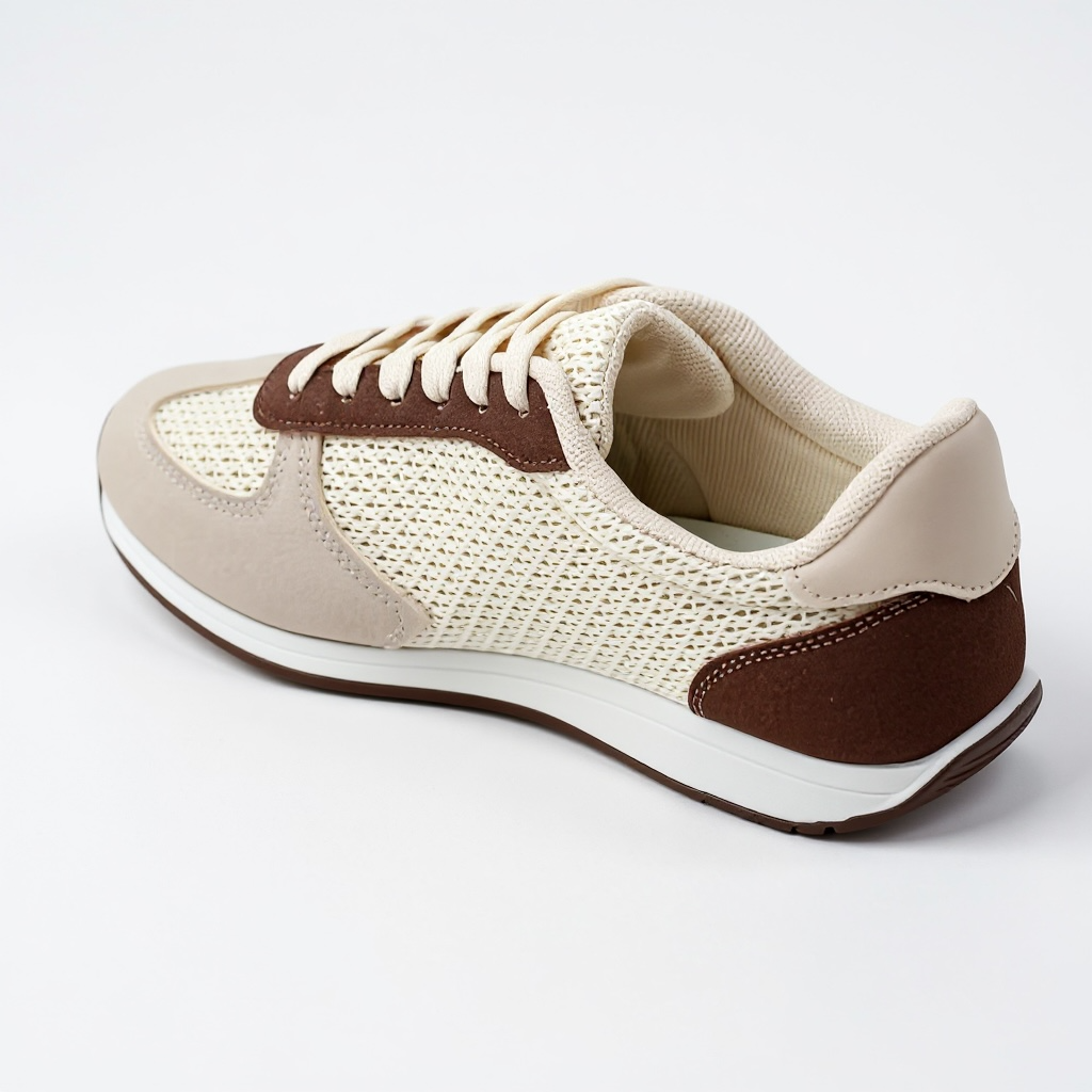 Brown/Beige Mix Lace up Trainers