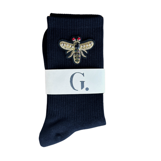 Bee Embellished Socks Black