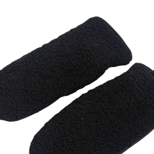 Black Borg Mittens with Faux Leather Piping and back