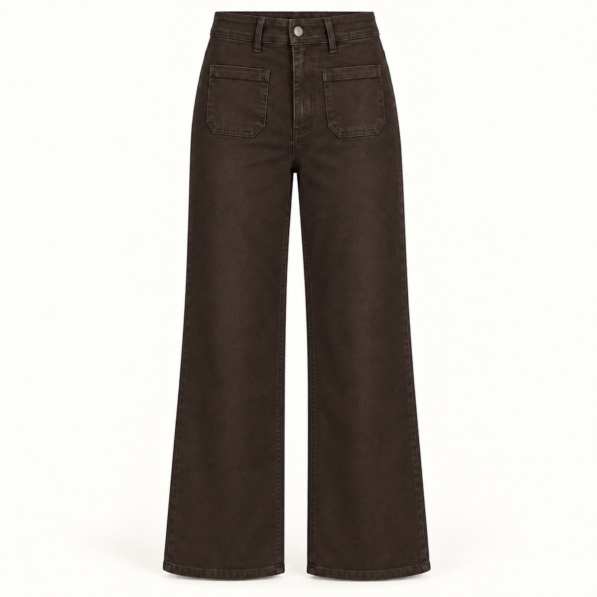 Brown Stretch Wide Leg Jeans