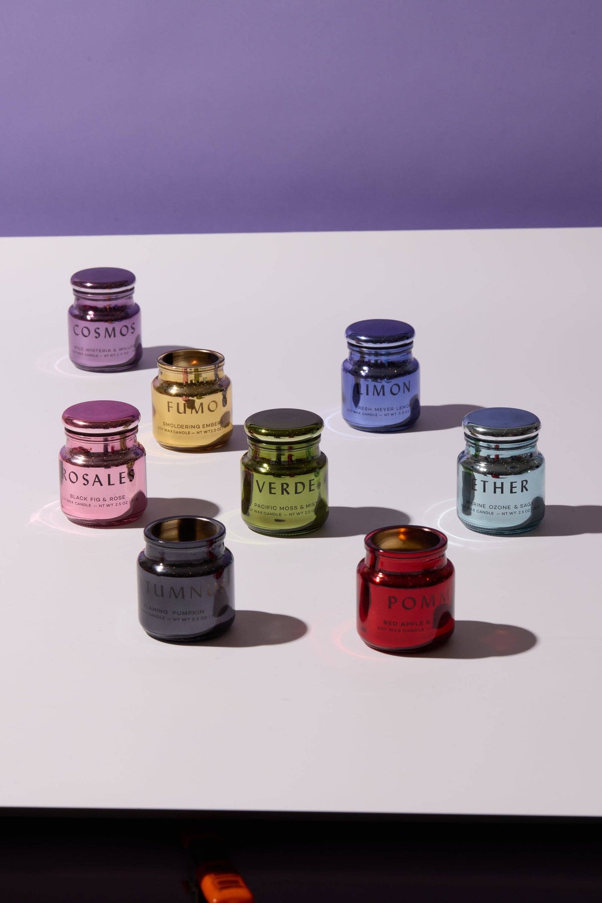 Rosales Hot Pink Metallic Glass Candle - Saffron Rose