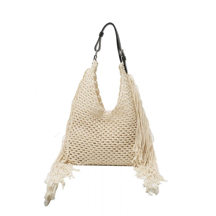 Natural Straw Tassel Hobo with Inside Pouch