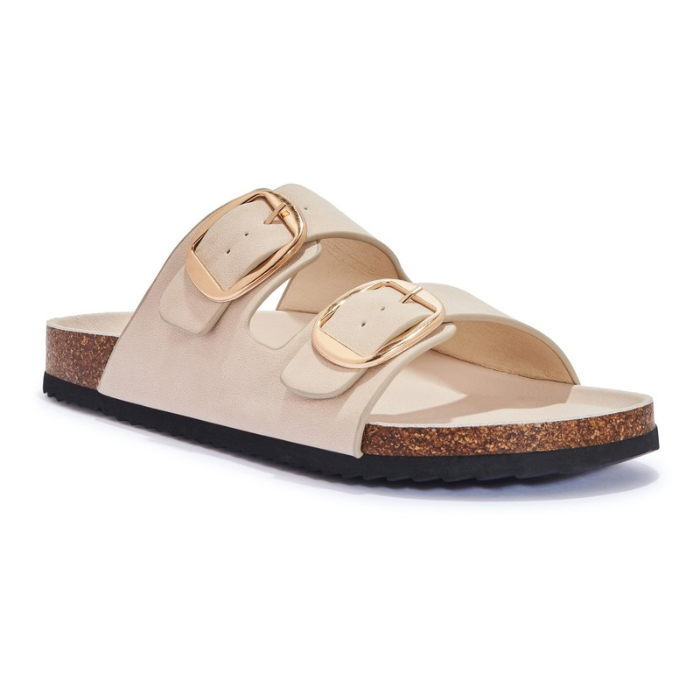 Nude 2 Strap Slip on Footbed Sandal