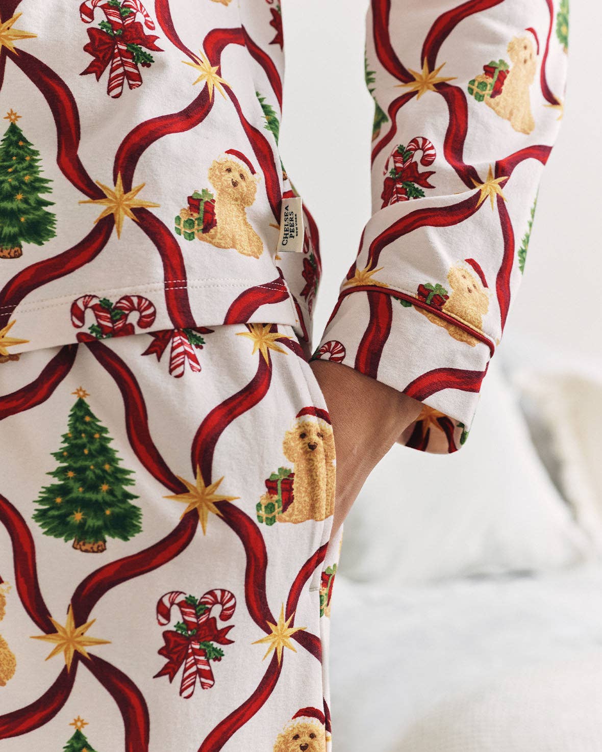 Organic Cotton Christmas Tree & Dog Long Pyjama Set