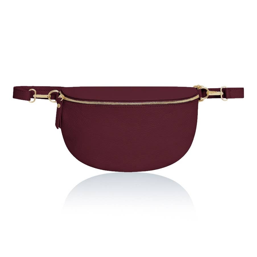 Burgundy Large Leather Cross Body Bag