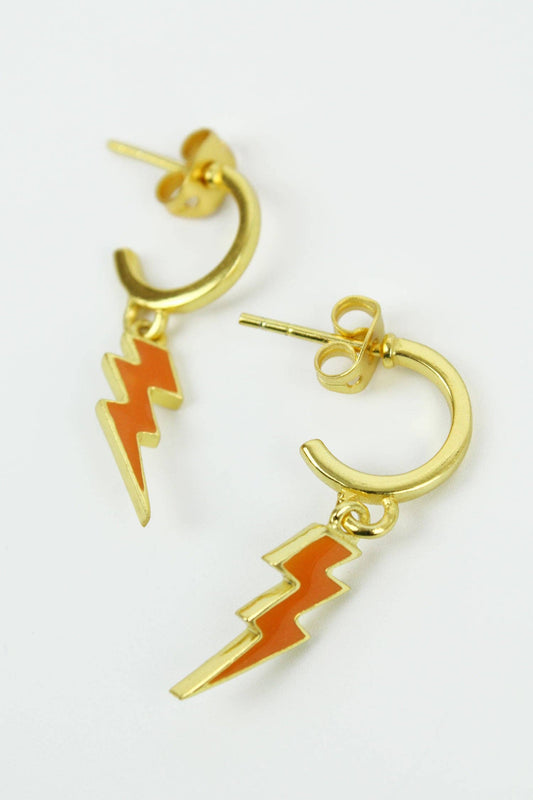 Orange Enamel Lightning Hoop