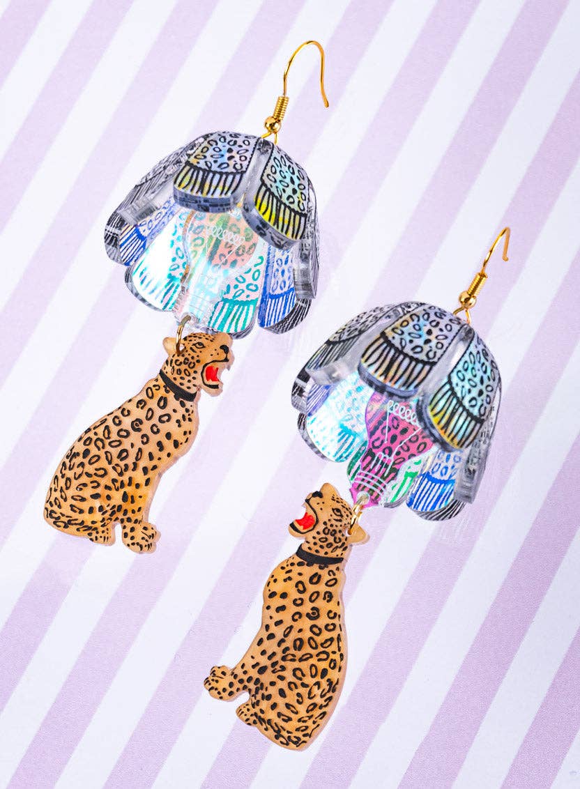 Leopard Lamp Shade Earrings - Iridescent | Tatty Devine
