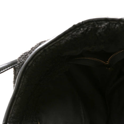 Black Faux Sheepskin Shoulder Tote Bag