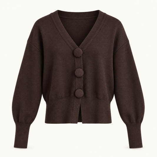 Brown Large Button Cardi