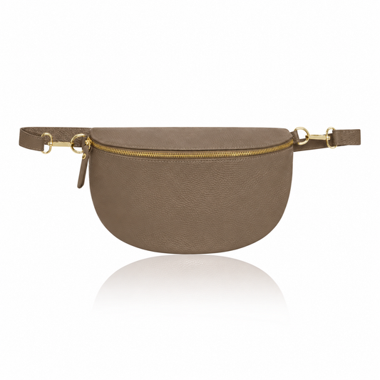 Taupe Large Leather Cross Body Bag