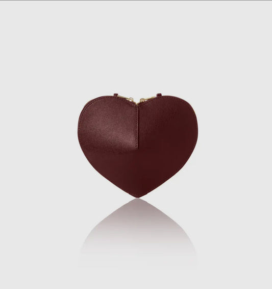 Bordeaux Leather Heart Shape Cross Body Bag