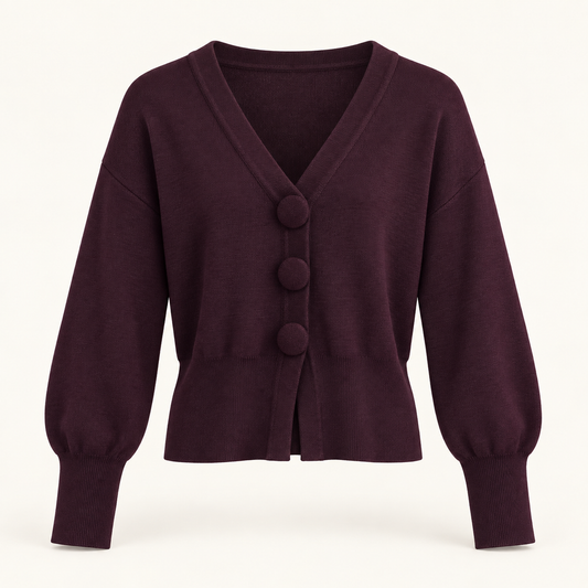 Bordeaux Large Button Cardi