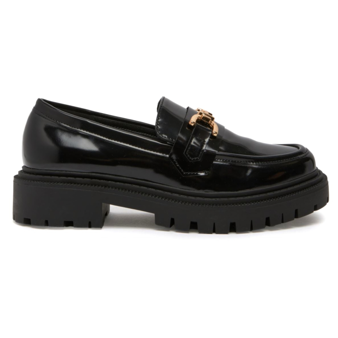 Black Patent Chunky Sole Loafer