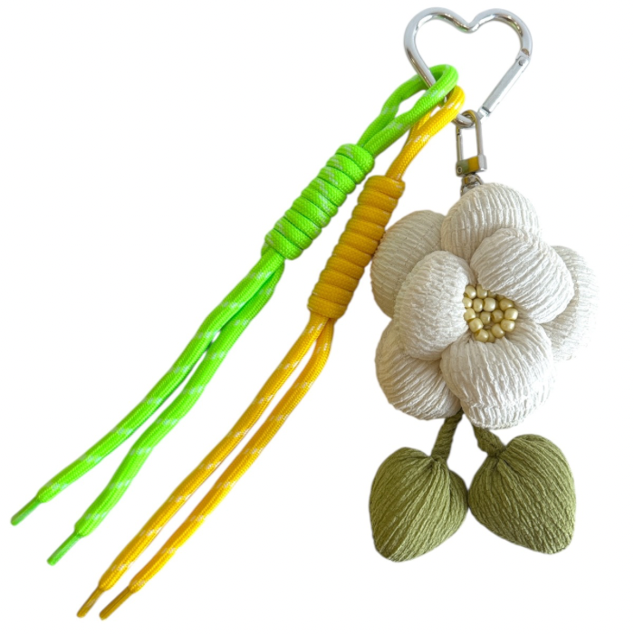 Large Cream Flower Bag Charm