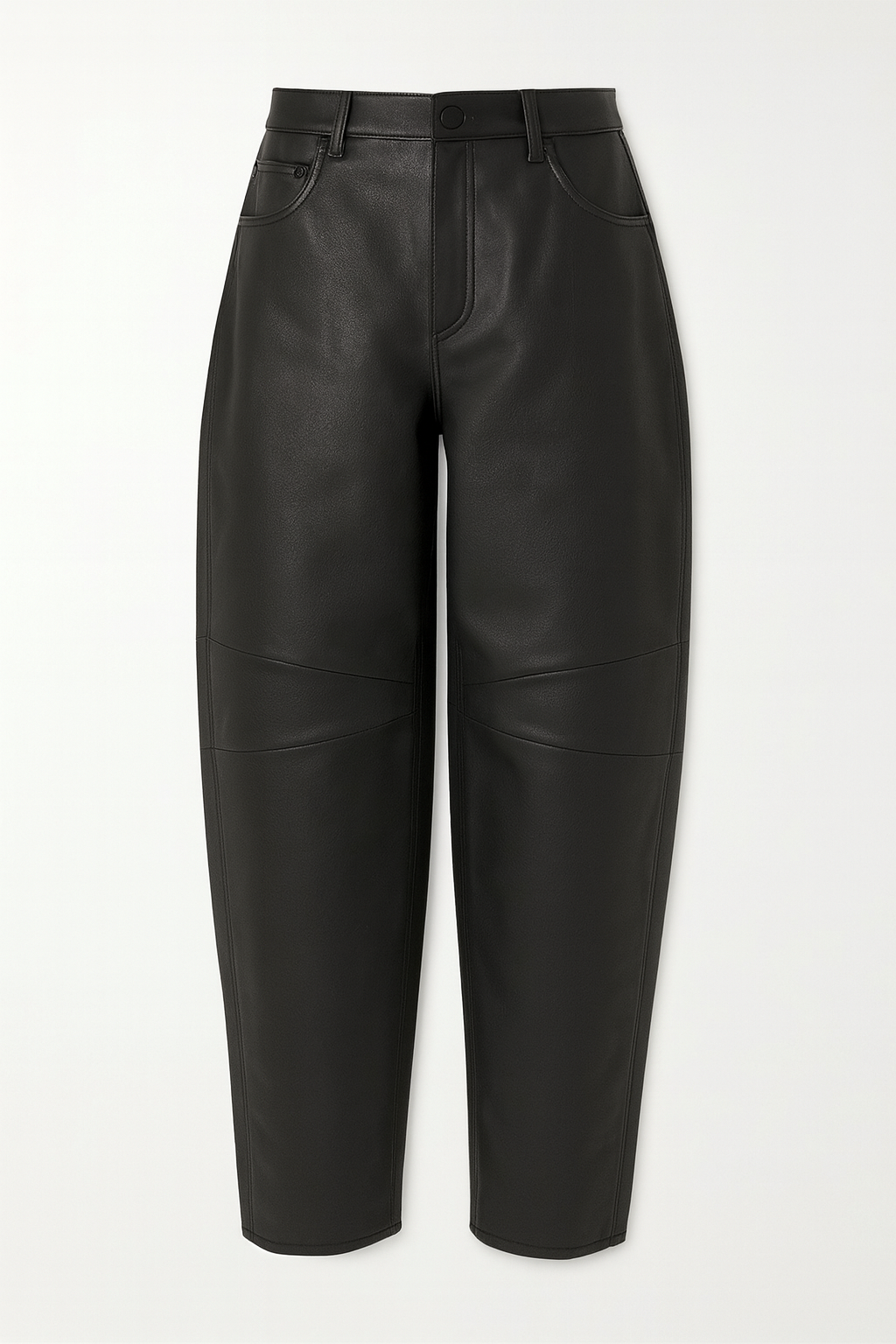 Faux Leather Barrel Jeans