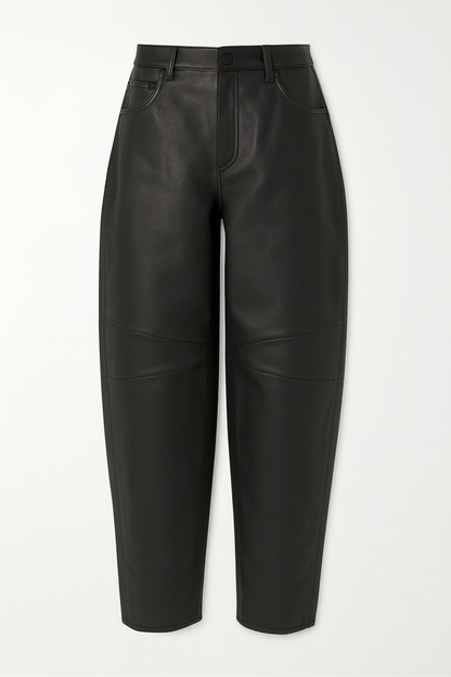 Faux Leather Barrel Jeans