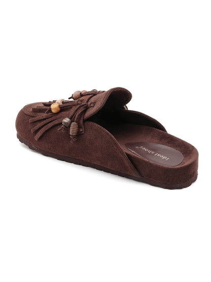 Brown Tassel Footbed Mule