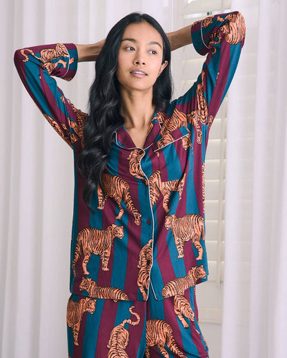 Tiger Stripe Print Long Pyjama Set