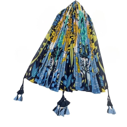 Blue Vibrant Jungle Print Square Scarf