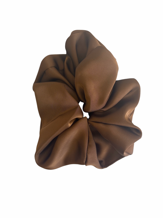 Large Brown Satin Hair Scrunchie