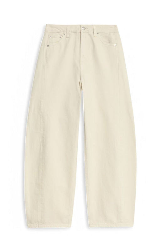 Beige Barrel Leg Jeans