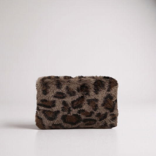 Leopard Print Faux Fur Pouch