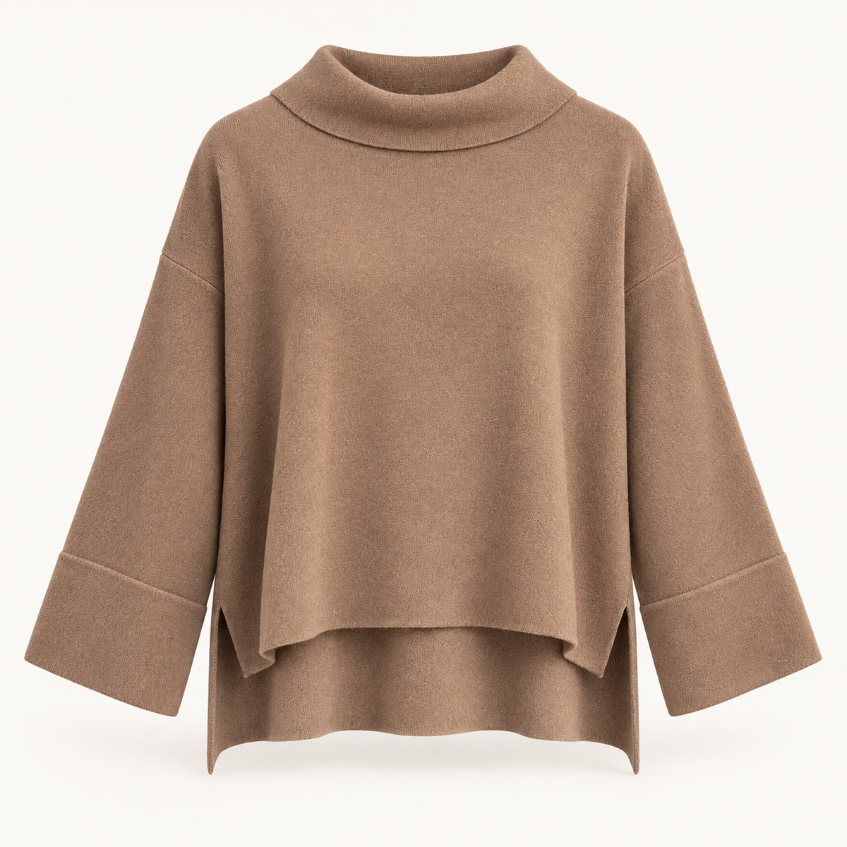 Camel Funnel Neck Jumper