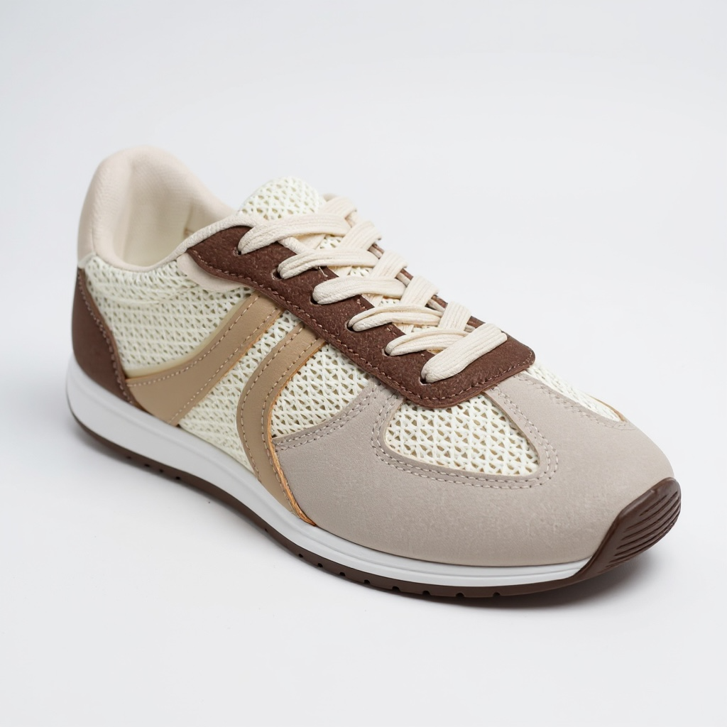Brown/Beige Mix Lace up Trainers