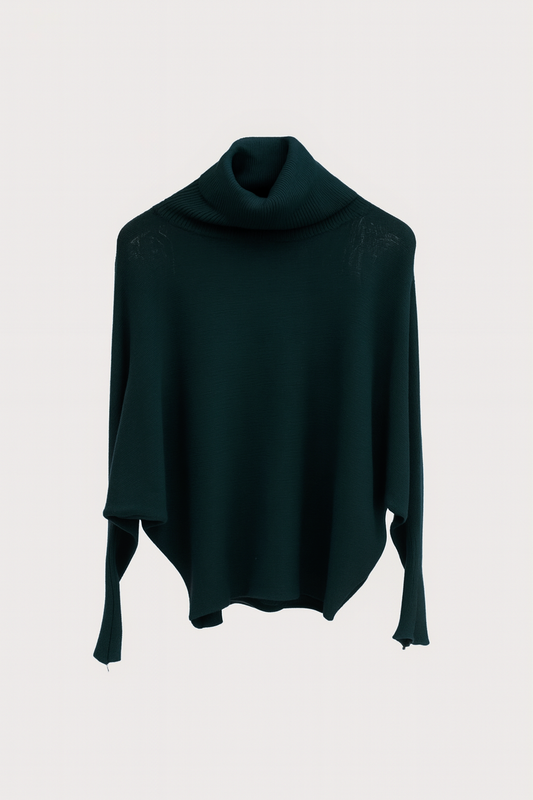 Teal Turtle Neck Cashmere Blend Jumper