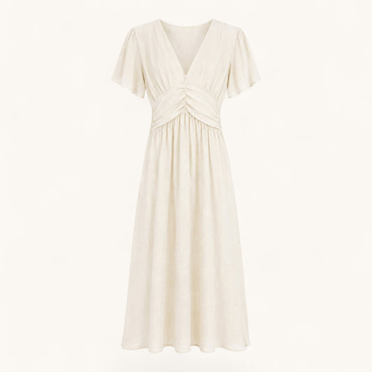 Ivory Elastic Back Dress