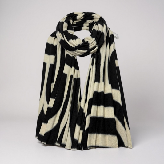 Black/Ivory Art Deco Blanket Scarf