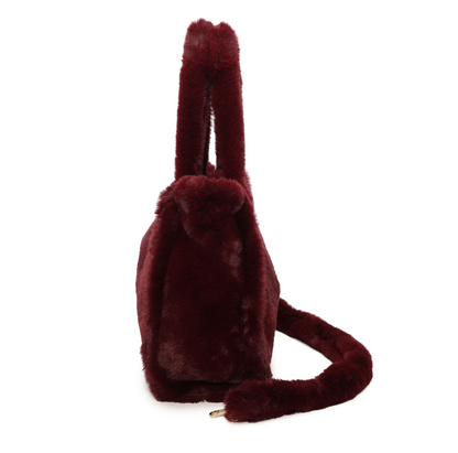 Bordeaux Faux Fur Large Slouchy Tote