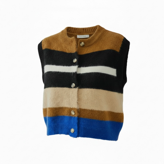 Multi Stripe Sleeveless Cardi
