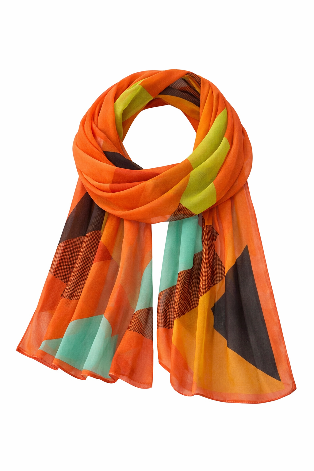 Vibrant Geo Print Chiffon Scarf