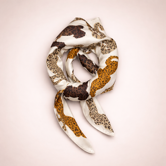 Coffee Large Leopard Print Square Scarf