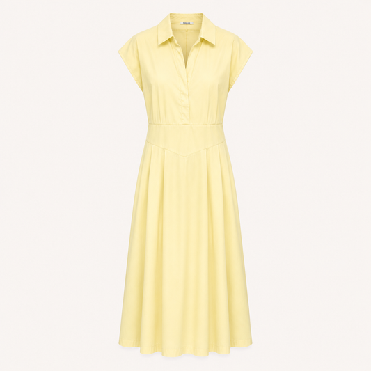 Lemon Cotton Elastic Back Dress