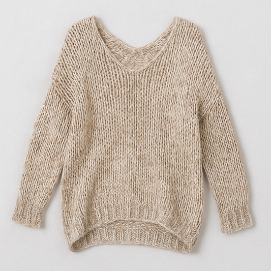 Beige Open Knit Slouch Jumper