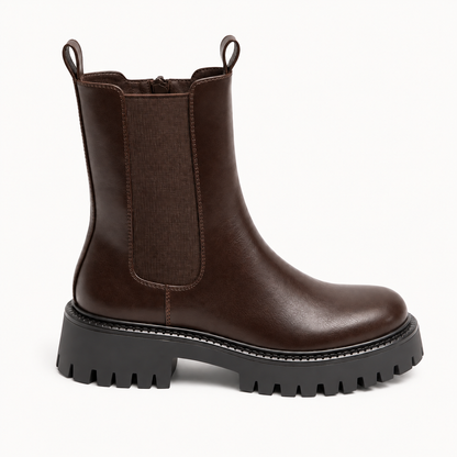Brown Chunky Sole Ankle Boot