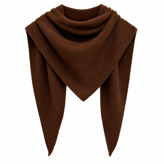 Brown Knitted Triangle Scarf