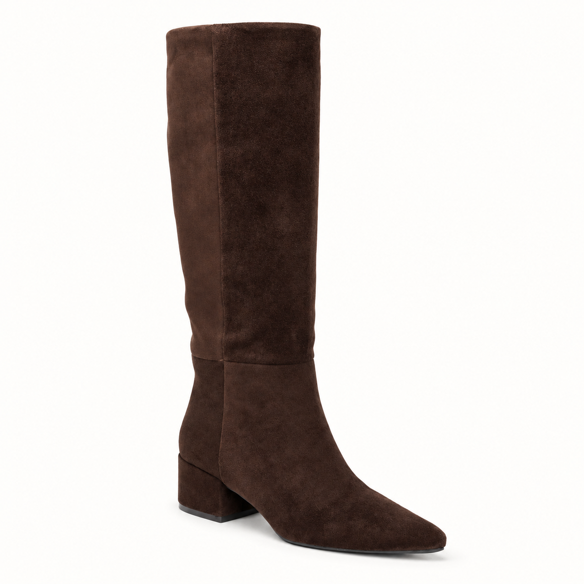 Brown Suedette Block Heel Knee Boot