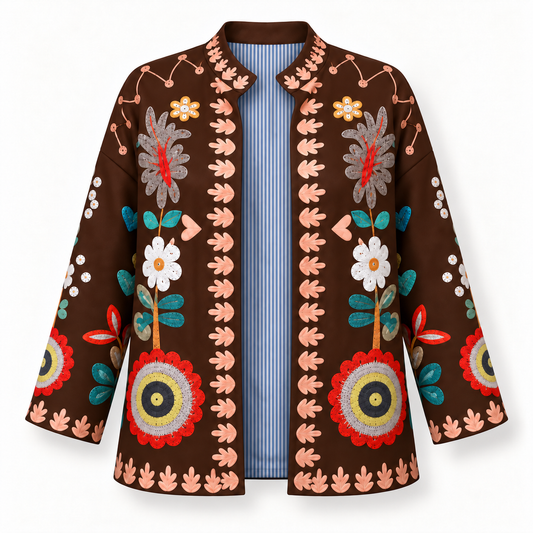 Faux Suede Printed Jacket