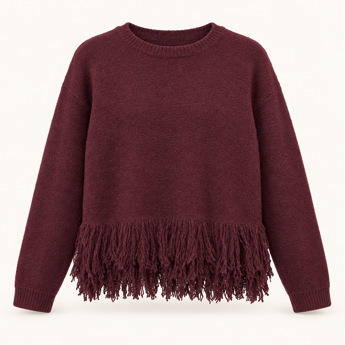 Bordeaux Tassel Hem Jumper
