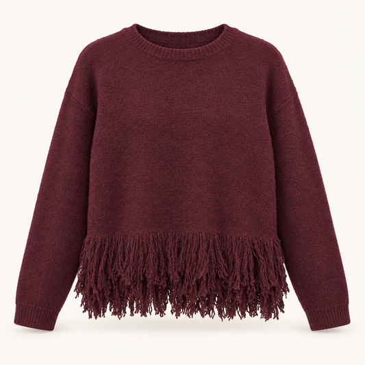 Bordeaux Tassel Hem Jumper