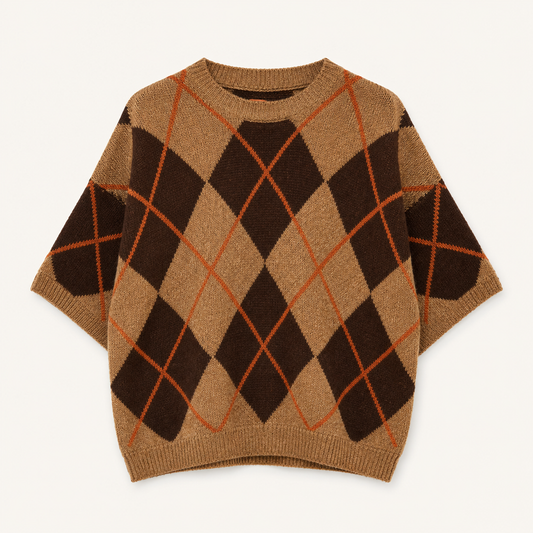 Brown/Orange Argyle Short Sleeve Jumper