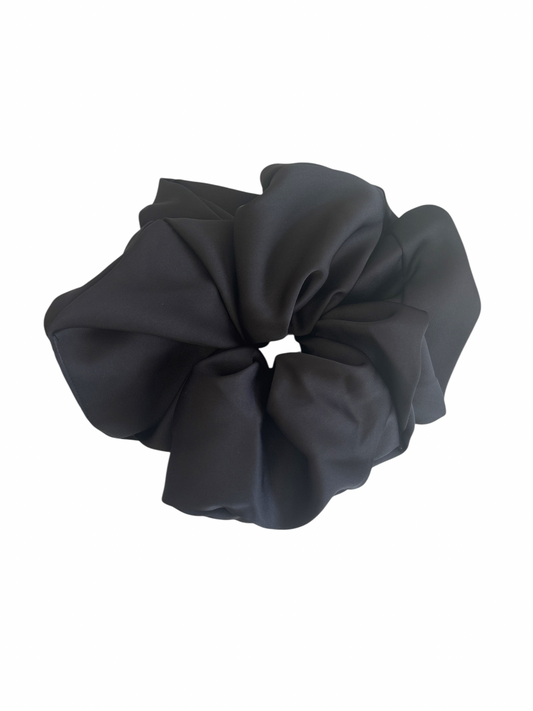 Large Black Satin Hair Scrunchie