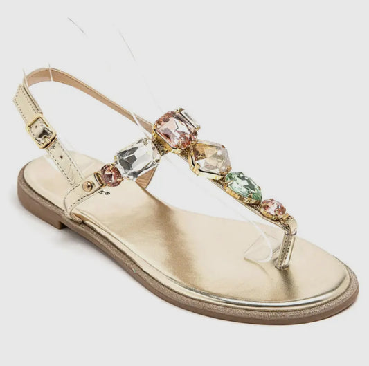 Gold Gem Flat Padded Sandal