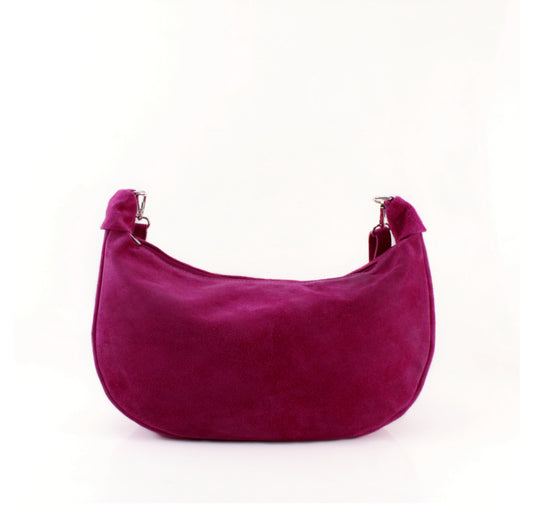 Fuschia Suede Shoulder Bag