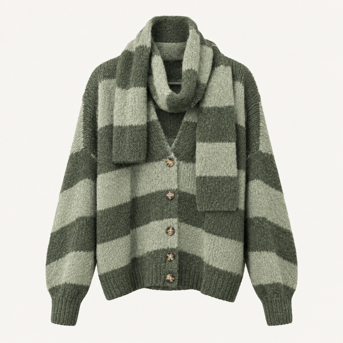 Green Stripe Scarf and Cardi