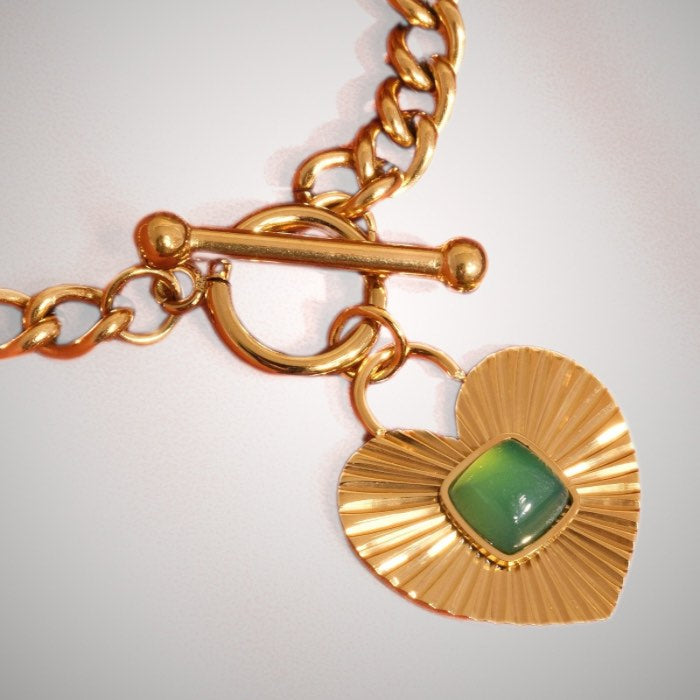 Green Heart Chain Necklace